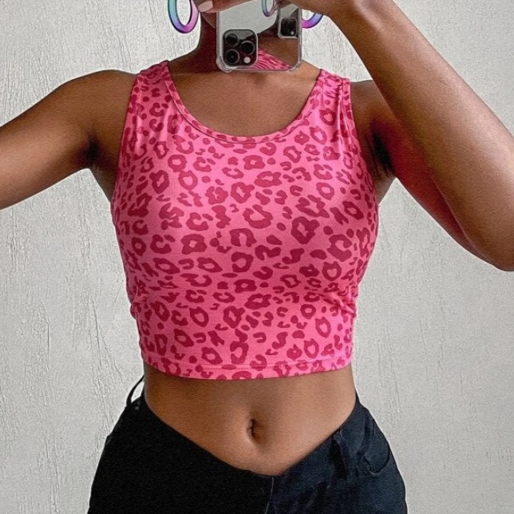 Hot Pink Leopard Crop Top